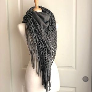 Gray Open Knit  Scarf